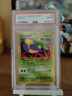 Pokemon Card 2000 Oddish Japanese Neo #43 PSA 8 Near Mint Graded Vintage - Image 1