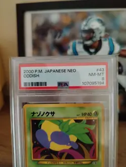 Pokemon Card 2000 Oddish Japanese Neo #43 PSA 8 Near Mint Graded Vintage - Image 2