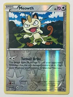 Meowth 74/124 XY Fates Collide Common Reverse Holo Pokemon Card NEAR MINT - Image 1