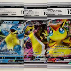 skrapy0705 CGC 10 Blastoise V Japanese Aegislash VMAX Victini VMAX 3 Card Lot - Image 1