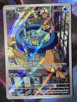 Pokemon TCG Squirtle Stellar Crown Illustration Card 148/142 Near Mint - Image 1