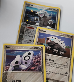Pokemon TCG Card Lot - Aron 42/108, Lairon 32/108, Aggron 1/108, Holo (2007) - Image 1