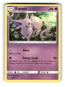 Espeon 89/214 Rare Lost Thunder Pokemon Lightly Played - Image 1
