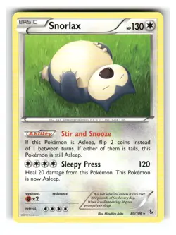 Snorlax 80/106 Rare Flashfire Pokemon Near Mint - Image 1