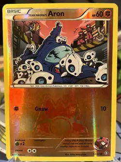 Team Magma's Aron 12/34 Common Double Crisis Pokemon Reverse Holo Near Mint - Image 1