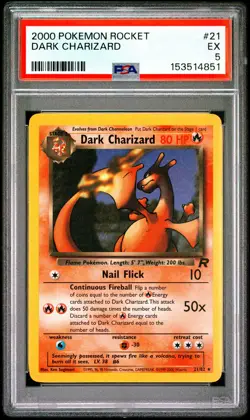 DARK CHARIZARD 2000 POKEMON ROCKET #21 PSA 5 - Image 1