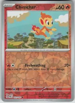 Pokemon Chimchar Common SV06: Twilight Masquerade 031/167 NM - Image 1
