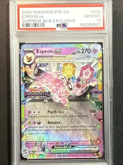 2025 POKEMON PRE EN-PRISMATIC EVOLUTIONS SURPRISE BOX EXCLUSIVE ESPEON EX PSA 10 - Image 1