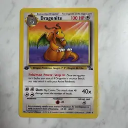 Dragonite 19/62 Fossil 1st Edition non holo Rare 100 HP 1999 Pokemon TCG English - Image 1