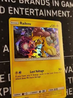 Pokemon Raikou 79/214 Cracked Ice Holo Rare Lost Thunder LP - Image 2