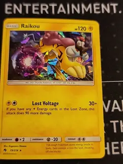 Pokemon Raikou 79/214 Cracked Ice Holo Rare Lost Thunder LP - Image 3