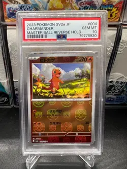 PSA 10 Charmander 004/165 Master Ball Reverse Holo Japanese Pokemon 151 SV2a - Image 1