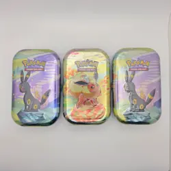 Pokemon Prismatic Evolutions Mini Tin x3 Umbreon Flareon Sealed - Image 1