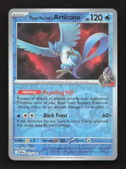 Team Rocket's Articuno 051/182 Rare Destined Rivals Pokemon Reverse Holo NM - Image 1
