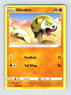Silicobra (108) - Sword & Shield Base Set 108/202 - Common - NM - Pokemon - Image 1