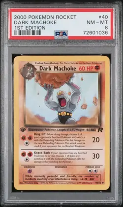 2000 Pokemon Rocket 1st Edition Dark Machoke PSA 8 #40 - Image 1