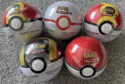 5 x Pokemon TCG Pokeball Tins Pokeball Ball E25 - 15 Booster Packs New & Sealed - Image 1