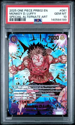 One Piece Monkey D. Luffy SP PRB02 Premium Booster Vol. 2 EB02-061 PSA 10 - Image 1