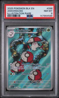 2025 POKEMON BLK EN-BLACK BOLT ILLUSTRATION RARE #096 AMOONGUSS PSA 8 - Image 1