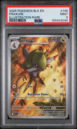 2025 POKEMON BLK EN-BLACK BOLT ILLUSTRATION RARE #146 FRAXURE PSA 9 - Image 1