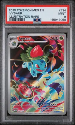 2025 POKEMON MEG EN-MEGA EVOLUTION ILLUSTRATION RARE #134 IVYSAUR PSA 9 - Image 1