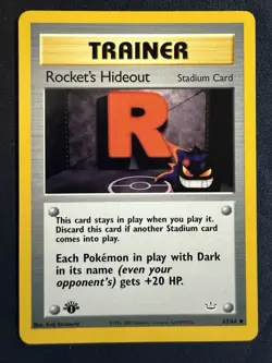 Rocket’s Hideout 1st Edition 63/64 Pokemon Neo Revelation LP - Image 1