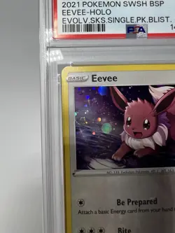 Pokemon Eevee Evolving Skies Blister Pk. Holo Promo SWSH127 PSA 9 Mint Swirl - Image 3