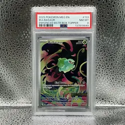 2025 Pokemon MEG EN - Bulbasaur - Enhanced Bstr Box Topper - 133 - PSA 8 - Image 1