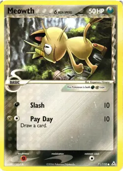 Pokemon TCG Meowth (Delta Species) Common Holon Phantoms 71/110 MP/HP - Image 1
