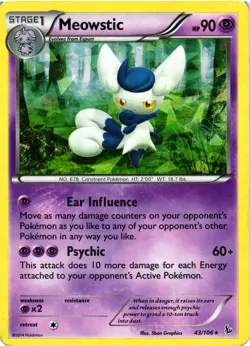 Pokemon TCG Meowstic 43/106 Cracked Ice Holo Mystic Typhoon Theme Deck HP - Image 1