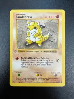 Pokemon Sandshrew Base Set 62/102 1st Edition Gray Stamp Moderately Played MP - Image 1