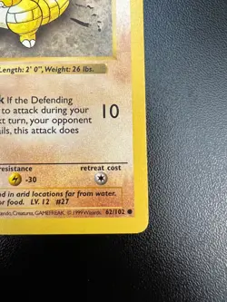 Pokemon Sandshrew Base Set 62/102 1st Edition Gray Stamp Moderately Played MP - Image 4
