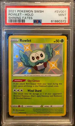 2021 Pokemon Shining Fates Shiny Vault Rowlet SV001/SV122 Holo PSA 9 - Image 1