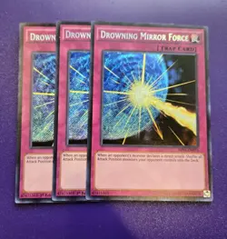 x3 Drowning Mirror Force Secret Rare Unl/1st Edition SHVI-EN075 NM/LP Yugioh - Image 1