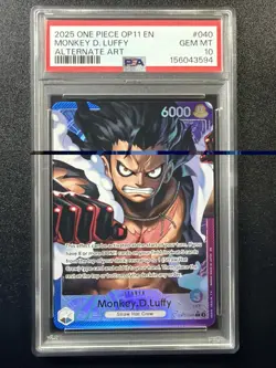 2025 ONE PIECE OP11 FIST OF DIVINE SPEED ALTERNATE ART MONKEY D LUFFY PSA 10 A3 - Image 1