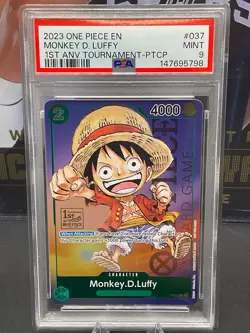 2023 One Piece EN P-037 Monkey D. Luffy 1st Anniversary Tournament- PTCP PSA 9 - Image 1