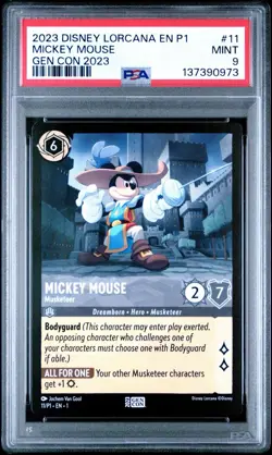 2023 Disney Lorcana Gen Con Mickey Mouse Musketeer Promo P1 #11 PSA 9 MINT - Image 1
