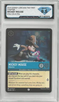 Lorcana The First Chapter MICKEY MOUSE DETECTIVE #154 Foil 💎 DSG 9.5 Mint+ - Image 1