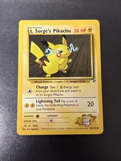 Pokemon Gym Heroes Card 81/132 Lt. Surge's Pikachu - Image 1
