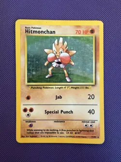 Hitmonchan 7/102 Base Set Holo Rare Pokemon Card WOTC 1999 MP - Image 1