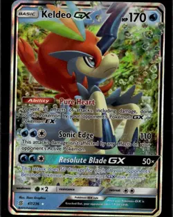 Keldeo GX Ultra Rare SM Unified Minds 47/236 Water Holofoil Pokemon Card - Image 1