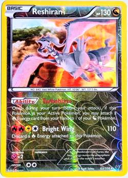 Reshiram 63/108 REVERSE HOLO RARE Pokemon Card TCG 2015 XY Roaring Skies MP - Image 1