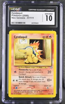 Cyndaquil 57/111 Neo Genesis-Unlimited Edition Pokemon Card CGC 10 LOW POP - Image 1