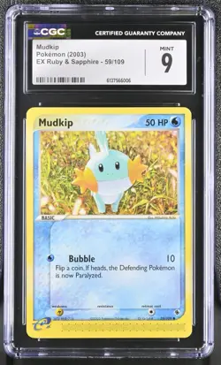 CGC 9 Mudkip 59/109 Ex Ruby & Sapphire Vintage 2003 Pokemon Card - Image 1