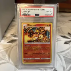 2019 POKEMON SUN & MOON TEAM UP CHARIZARD #14 - PSA 10 GEM MINT - Image 1