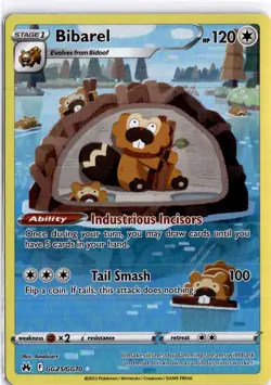 Pokemon TCG Crown Zenith Bibarel GG25/GG70 Galarian Gallery Full Art Near Mint - Image 1