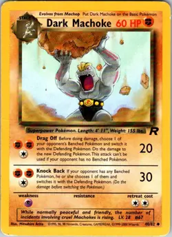 Dark Machoke 40/82 Uncommon Team Rocket Pokemon Unlimited Heavily Played - Image 1