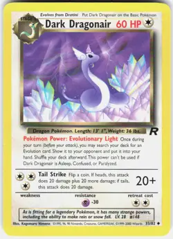 Dark Dragonair 33/82 Uncommon Team Rocket Pokemon Unlimited LP - Image 1