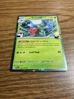 Pokemon TCG Cynthia's Roserade Cosmo Holo Prize Pack 008/182 NM Play Stamp - Image 2