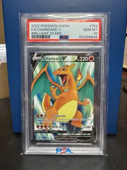 2022 Pokemon Sword & Shield Charizard V FA Brilliant Stars PSA 10 - Image 1